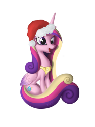 Size: 900x1200 | Tagged: safe, artist:tavogdl, princess cadance, alicorn, pony, christmas, female, hat, mare, santa hat