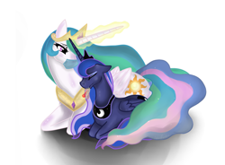 Size: 2327x1717 | Tagged: safe, artist:transparentrondina, princess celestia, princess luna, alicorn, pony, eyes closed, magic, sick, simple background, surgical mask, thermometer