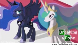 Size: 1024x600 | Tagged: safe, edit, edited screencap, screencap, princess celestia, princess luna, alicorn, pony, breaking bad