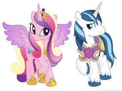 Size: 1112x838 | Tagged: safe, artist:bswprecious, princess cadance, shining armor, alicorn, pony, unicorn, female, male, mare, stallion