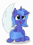 Size: 4434x6000 | Tagged: safe, artist:spier17, princess luna, alicorn, pony, absurd resolution, crescent moon, cute, filly, floppy ears, moon, open mouth, simple background, sitting, smiling, solo, transparent background, woona