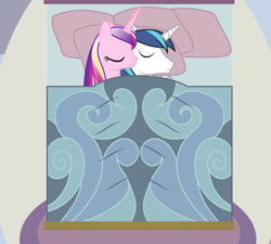 Size: 10000x9000 | Tagged: safe, artist:90sigma, princess cadance, shining armor, alicorn, pony, unicorn, absurd resolution, bed, cuddling, sleeping, snuggling, spooning