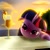 Size: 1000x1000 | Tagged: safe, artist:rayhiros, derpibooru import, twilight sparkle, pony, unicorn, alcohol, backlighting, cocktail, cute, drunk, drunk twilight, female, floppy ears, lidded eyes, mare, solo, sunset, twiabetes