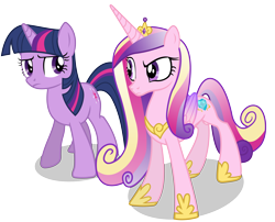 Size: 6200x5000 | Tagged: safe, artist:90sigma, princess cadance, twilight sparkle, alicorn, pony, a canterlot wedding, absurd resolution, duo, simple background, skeptical, transparent background, vector