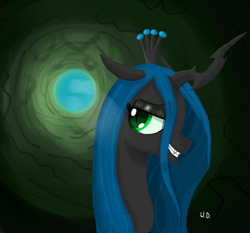 Size: 1744x1624 | Tagged: safe, artist:winterdominus, queen chrysalis, changeling, changeling queen, female, green eyes, horn, solo