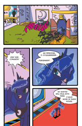 Size: 468x720 | Tagged: safe, artist:princrim, princess luna, alicorn, changeling, pony, comic:where luna was, castle, comic, taunting, yelling