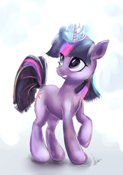 Size: 1038x1471 | Tagged: safe, artist:eightbitmagic, derpibooru import, twilight sparkle, pony, unicorn, female, looking back, mare, solo