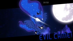 Size: 2560x1440 | Tagged: safe, artist:ahmedooy, artist:baka-neku, princess luna, alicorn, pony, glowing eyes, mare in the moon, moon, solo, vector, wallpaper