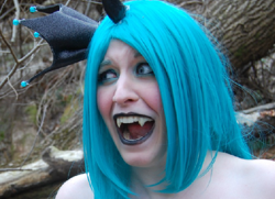 Size: 560x406 | Tagged: safe, queen chrysalis, human, cosplay, fangs, human exhibitionism, irl, irl human, nudity, photo, pixel vixens, solo