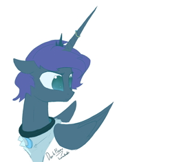 Size: 1280x1207 | Tagged: safe, artist:darkflame75, princess luna, alicorn, pony, alternate hairstyle, horn ring, lunadoodle, ring, simple background, solo