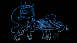 Size: 1280x720 | Tagged: safe, artist:midnightsix3, princess luna, alicorn, pony, female, horn, lunadoodle, mare, solo