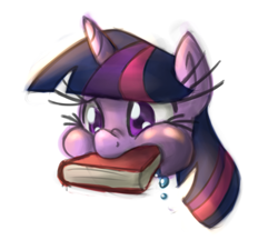 Size: 1358x1221 | Tagged: safe, artist:leadhooves, derpibooru import, twilight sparkle, pony, unicorn, bibliovore, book, drool, eating, female, mare, pica, puffy cheeks, solo, that pony sure does love books