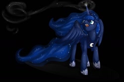 Size: 1400x932 | Tagged: safe, artist:cnat, princess luna, alicorn, pony, female, horn, mare, simple background, solo