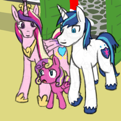 Size: 800x800 | Tagged: safe, princess cadance, princess skyla, shining armor, alicorn, pony, unicorn, ask tinkertots, tumblr