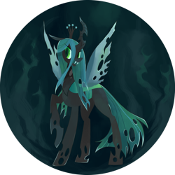 Size: 1280x1281 | Tagged: safe, artist:starrypon, queen chrysalis, changeling, changeling queen, female, raised hoof, solo