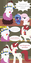 Size: 3400x6900 | Tagged: safe, artist:t-3000, princess celestia, princess luna, star swirl the bearded, oc, oc:fausticorn, alicorn, pony, cewestia, comic, cute, filly, ice cream, jimmies, lauren faust, ponified, sprinkles, sundae, woona