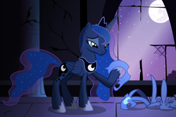 Size: 1600x1067 | Tagged: safe, artist:tyro-mlp, princess luna, alicorn, pony, armor, mare in the moon, moon, solo