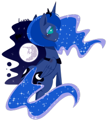 Size: 1331x1497 | Tagged: safe, artist:snow angel, princess luna, alicorn, pony, female, horn, mare, moon, solo