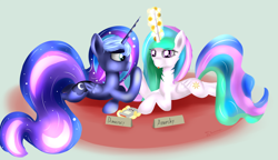 Size: 2000x1150 | Tagged: dead source, safe, artist:shamanguli, princess celestia, princess luna, alicorn, pony, pokémon, twitch plays pokémon