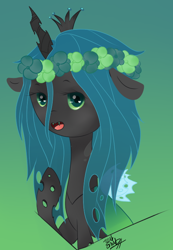 Size: 506x731 | Tagged: safe, artist:kawaiipeaches, queen chrysalis, changeling, changeling queen, cute, female, solo