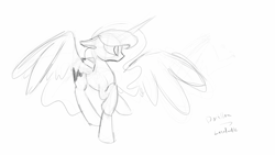 Size: 1280x720 | Tagged: safe, artist:darkflame75, princess luna, alicorn, pony, lunadoodle, monochrome, sketch, solo