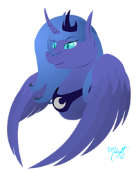 Size: 667x834 | Tagged: safe, artist:midnightsix3, princess luna, alicorn, pony, bust, colored pupils, lunadoodle, s1 luna, simple background, solo