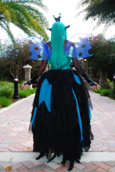Size: 529x790 | Tagged: safe, artist:amazonmandy, queen chrysalis, human, back, cosplay, irl, irl human, photo, solo