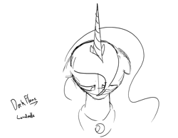 Size: 1280x996 | Tagged: safe, artist:darkflame75, princess luna, alicorn, pony, lunadoodle, monochrome, sketch, solo