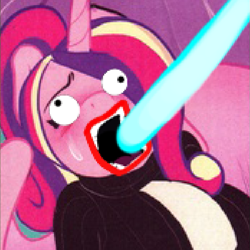 Size: 597x596 | Tagged: safe, princess cadance, anthro, energy blast, hoofbeat 2, laser, laserific orgasm, meme, shoop da whoop