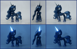 Size: 1024x655 | Tagged: safe, artist:groovebird, princess luna, alicorn, pony, craft, glow, glowing horn, irl, led, sculpture, solo