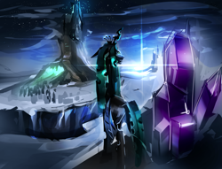 Size: 3573x2733 | Tagged: safe, artist:alumx, queen chrysalis, changeling, changeling queen, female, horn, solo