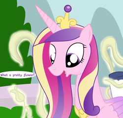 Size: 3000x2881 | Tagged: safe, artist:dazed-and-wandering, princess cadance, shining armor, alicorn, pony, unicorn, duo, female, i've seen enough hentai to know where this is going, male, mare, plant, stallion, tentacles