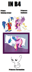 Size: 509x1133 | Tagged: safe, princess cadance, shining armor, alicorn, pony, unicorn, magical mystery cure, inb4, princess coronation, speculation