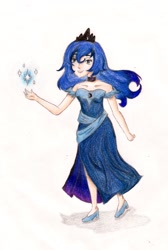 Size: 1225x1822 | Tagged: safe, artist:himekoyagami, princess luna, human, humanized, solo, traditional art