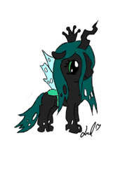 Size: 453x604 | Tagged: safe, artist:mochifairy, queen chrysalis, changeling, changeling queen, female, solo