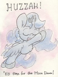 Size: 962x1271 | Tagged: safe, artist:slightlyshade, princess luna, alicorn, pony, cute, filly, solo, traditional art, weapons-grade cute, woona