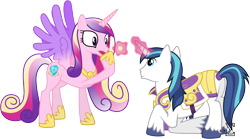 Size: 10770x5970 | Tagged: safe, artist:90sigma, princess cadance, shining armor, alicorn, pony, unicorn, absurd resolution, marriage proposal, ring, simple background, transparent background, vector