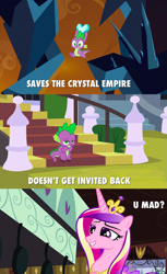 Size: 1211x1976 | Tagged: safe, princess cadance, spike, alicorn, dragon, pony, just for sidekicks, comic, drama