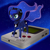 Size: 2000x2000 | Tagged: safe, artist:sandra626, princess luna, alicorn, pony, cute, floating, galaxy, game boy, gamer luna, happy, headset, night, nintendo, princess, solo, standing