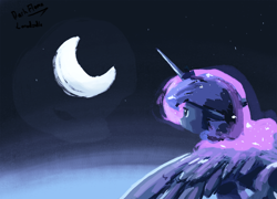 Size: 1280x924 | Tagged: safe, artist:darkflame75, princess luna, alicorn, pony, lunadoodle, moon, night, solo