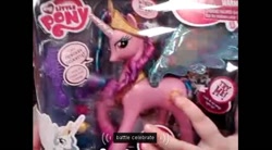 Size: 636x351 | Tagged: safe, princess celestia, irl, meme, pinklestia, toy, youtube caption