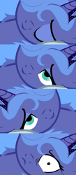 Size: 447x1024 | Tagged: safe, princess luna, alicorn, pony, bed meme, bedroom eyes, comic, exploitable meme, implied selfcest, meme, morning after, s1 luna, self ponidox, the fun has been doubled, waking up