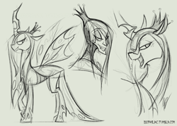 Size: 1000x717 | Tagged: safe, artist:egophiliac, queen chrysalis, human, humanized, sketch, slice of pony life