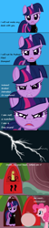 Size: 1000x4662 | Tagged: safe, artist:fetchbeer, derpibooru import, pinkie pie, twilight sparkle, earth pony, pony, unicorn, comic, duo, duo female, female, lightning, mare, number six, parody, rover (the prisoner), the prisoner