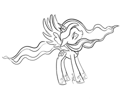 Size: 1280x1024 | Tagged: safe, artist:dueswals, princess luna, alicorn, pony, female, horn, mare, monochrome, solo