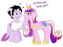 Size: 756x560 | Tagged: safe, artist:voltrathelively, princess cadance, broken horn, cigarette, cronus ampora, crossover, homestuck, ponified, scar