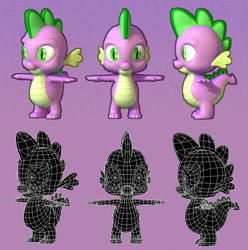 Size: 1269x1280 | Tagged: safe, artist:kruku, spike, dragon, 3d, downloadable, t pose