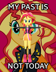 Size: 1024x1307 | Tagged: safe, sunset shimmer, equestria girls, 3d, gmod, image macro, meme, t pose, zoom layer