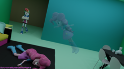 Size: 3840x2160 | Tagged: safe, artist:extremespeed slowpoke, pinkie pie, rainbow dash, ghost, undead, equestria girls, 3d, blender, bored, not dead, t pose