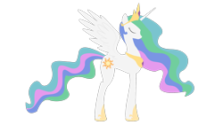 Size: 1920x1080 | Tagged: safe, artist:narxinba222, princess celestia, alicorn, pony, crown, female, horn, mare, multicolored mane, multicolored tail, solo, white coat, white wings, wings